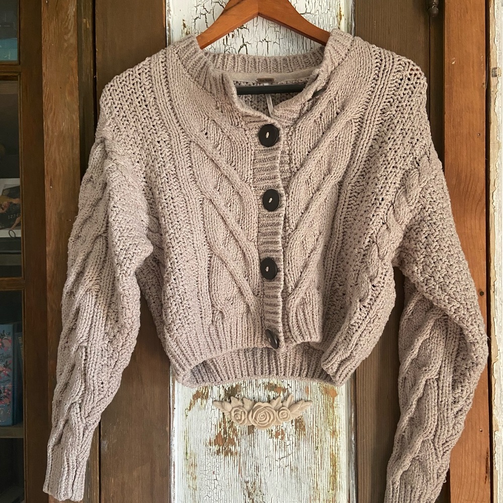 Free People Bonfire Cardi | Silver Feather | sz. Small